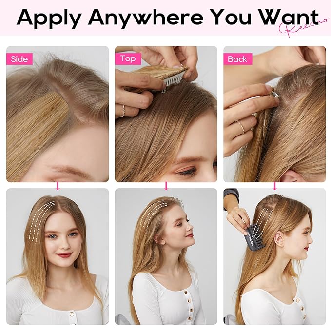 REECHO Clip in Hair Volumizer, Short Thick Clip in Hairpieces Adding Extra Hair Volume Extensions for Women with Thin Fine (Medium Blonde, 8 Inch(Pack of 2))
