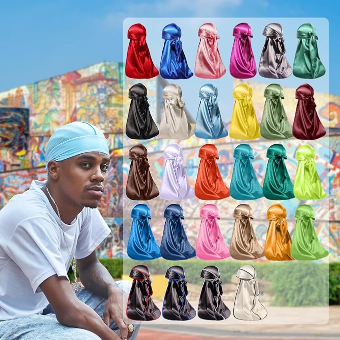 ForceWave Silky Durag for Men Wave Cap Satin Dorag for Men Women 360 Wave
