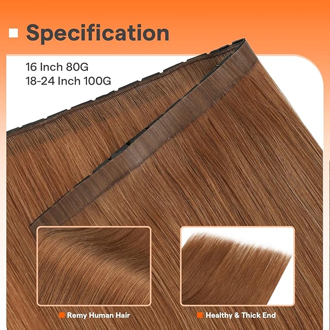 Full Shine Butterfly Weft Extensions ovo weft hair extensions human hair Invisible Pu Hole Weft Color Copper 22 Inch Micro Ring Hair Extensions For Women 100G