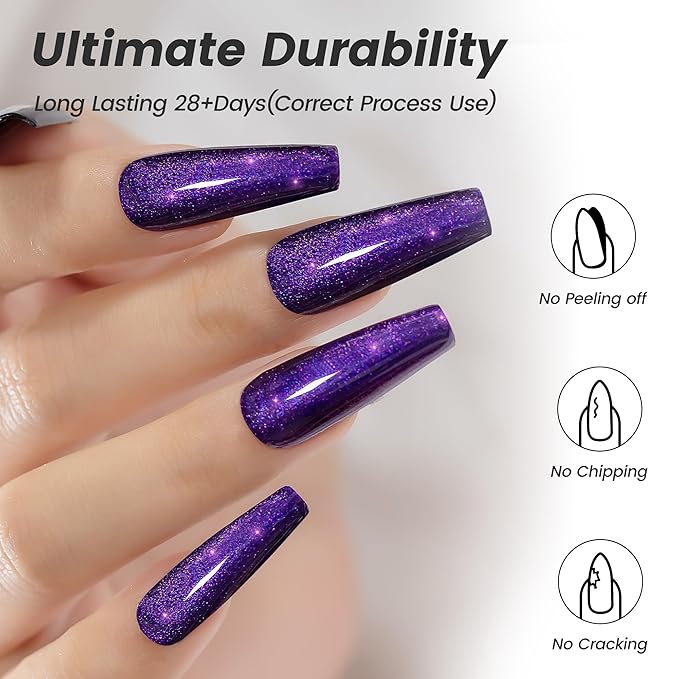 YTD Likomey Vintage Purple Glitter Gel Nail Polish,15ml Fall Winter High Pigment Shimmer Shiny Sparkly Salon Home DIY Manicure UV Color Varnish,SF404