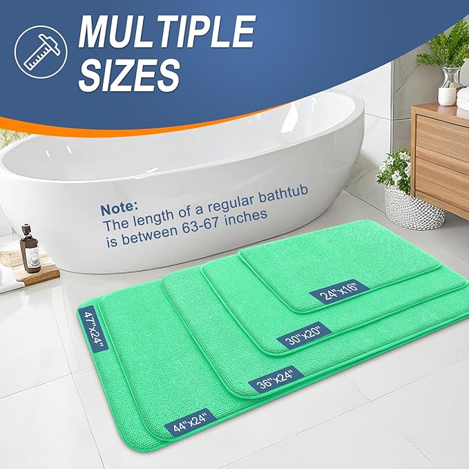 OLANLY Thick Memory Foam Bath Mat Rug 30x20, Extra Soft Absorbent Bathroom Rug, Quick Dry Bath Mats, Non-Slip, Machine Washable Carpet for Bathroom, Tub and Shower, Home Decor Accessories, Mint Green