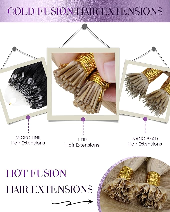 LaaVoo Itip Hair Extensions Balayage Brown I Tips Hair Extensions Real Human Hair for Women 16" 50g 60s