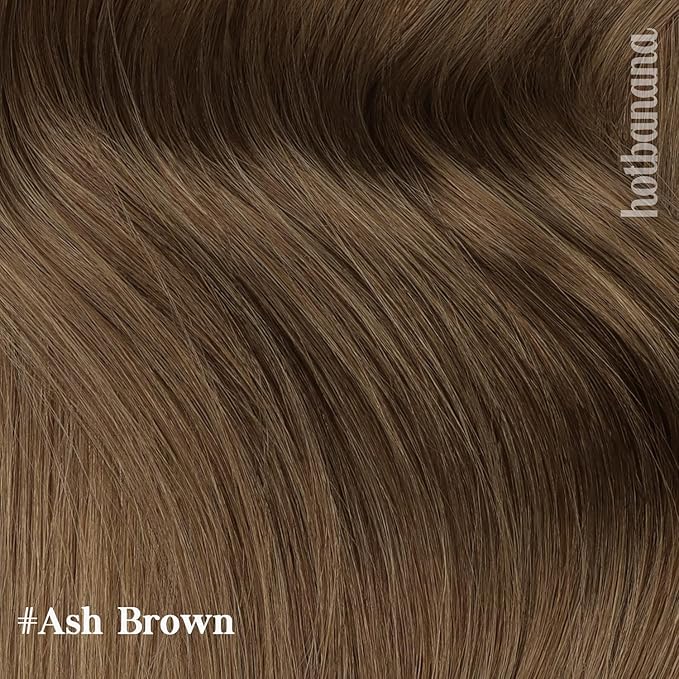 HOTBANANA Human Hair Clip in Hair Extensions, Ash Brown 120g Clip in Hair Extensions Real Human Hair Straight Remy Hair 14 Inch 7pcs