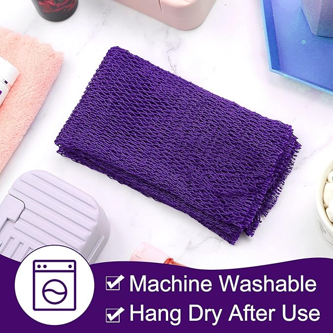 Geiserailie African Net Sponge Long Bathing Net Shower Body Scrubber Back Scrubber Skin Smoother Bathing Sponge for Daily Use or Stocking Stuffer(Purple)