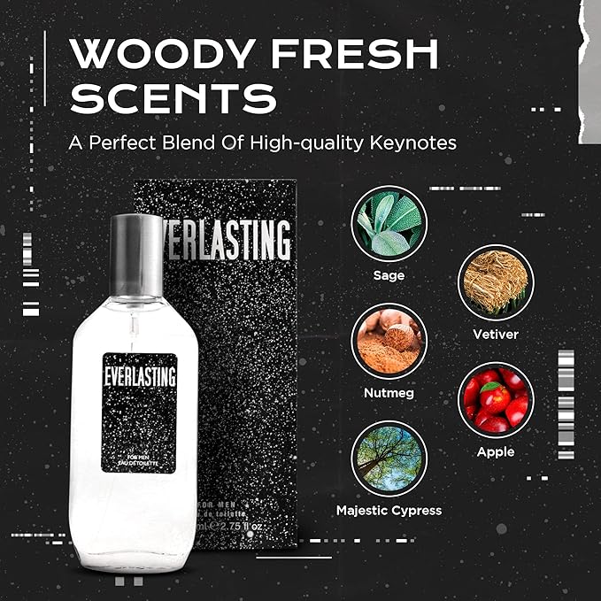 Cologne for Men – INSPIRED by A WORLD RENOWNED MEN’S PERFUME – Juniper, Pine, Tobacco, Oakmoss – Bold, Masculine, Earthy, Long-Lasting Eau De Toilette 80 ml (Everlasting for Men 80ml)