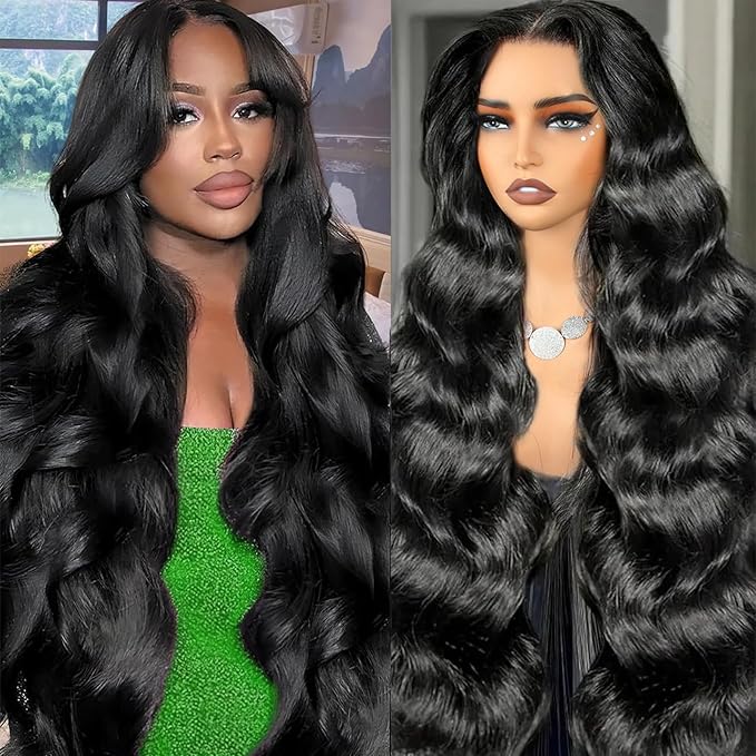Body Wave Lace Front Wigs Human Hair 200% Density 13x4 HD Transparent Full Lace Frontal Wigs Human Hair 12A Body Wave Glueless Frontal Wigs Human Hair Pre Plucked for Black Women (18 Inch)