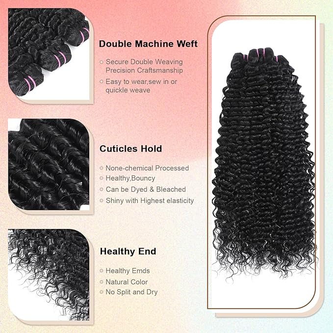 15A Raw Indian Human Hair Bundles Deep Wave Bundles Human Hair,Triple Lifespan Virgin Remy Hair,No Tangle Shedding,Keep Texture Silky Soft After Multiple Washes (3 Bundles Deep wave, 26 28 30)