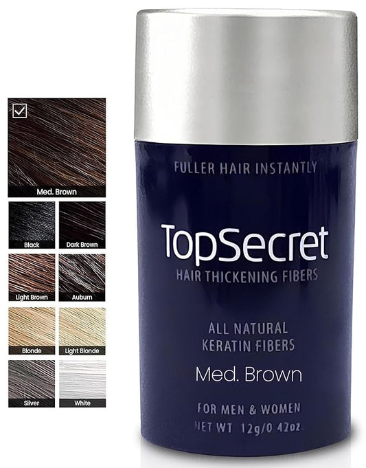 Top Secret Hair Thickening Building Fibers Refills - Undetectable & Natural Hair Filler - for Men & Women - Instantly Fill In Fine Thinning Hair - Weather & Sweat Resistant (Medium Brown, Regular)