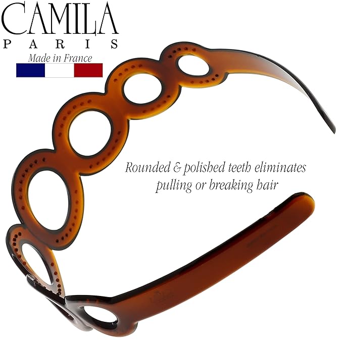 Camila Paris MP307 French Headband for Women, Strong Hold Grip Women's Hair Band, Very Flexible, No Slip and Durable Styling Girls Hair Accessories, Made in France with Cellulose