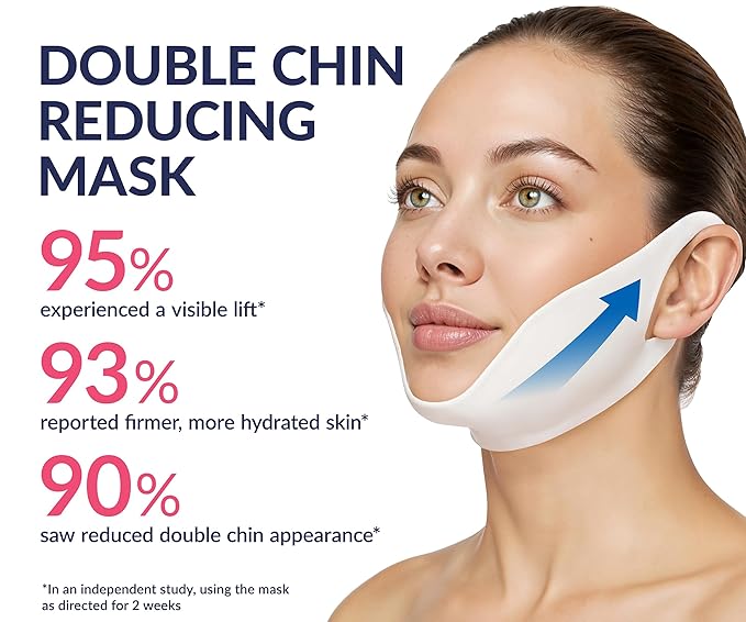 Stylia V Line Lifting Collagen Mask - Lift, Firm & Contour Jawline - Double Chin Reducer Strap with Hyaluronic Acid & Aloe - Neck Tightening and Lifting Mask - Jawline Shaper Face Lift Tape (2PC)