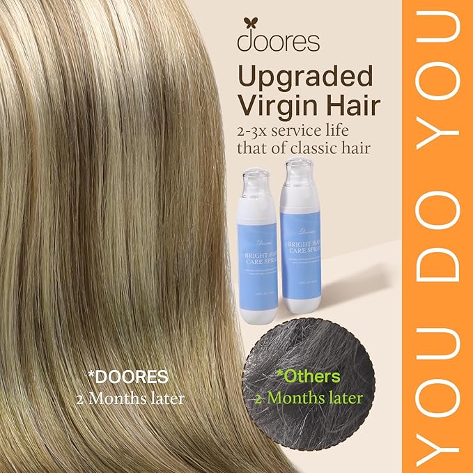 DOORES I Tip Real Hair Extensions, Balayage Walnut Brown to Ash Brown and Bleach Blonde 18 Inch 50g/50s