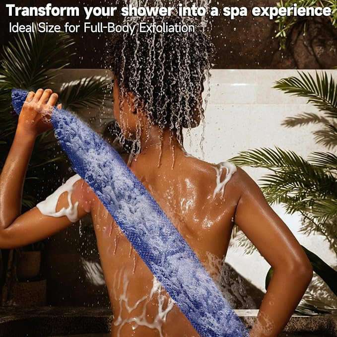 SubSahara Authentic African Net Sponge - 2 Pack Exfoliating Bath & Shower Loofah Sponge for Body & Face, Gentle Scrubber for All Skin Types, Travel, Durable (Dark Blue & Forest Green)