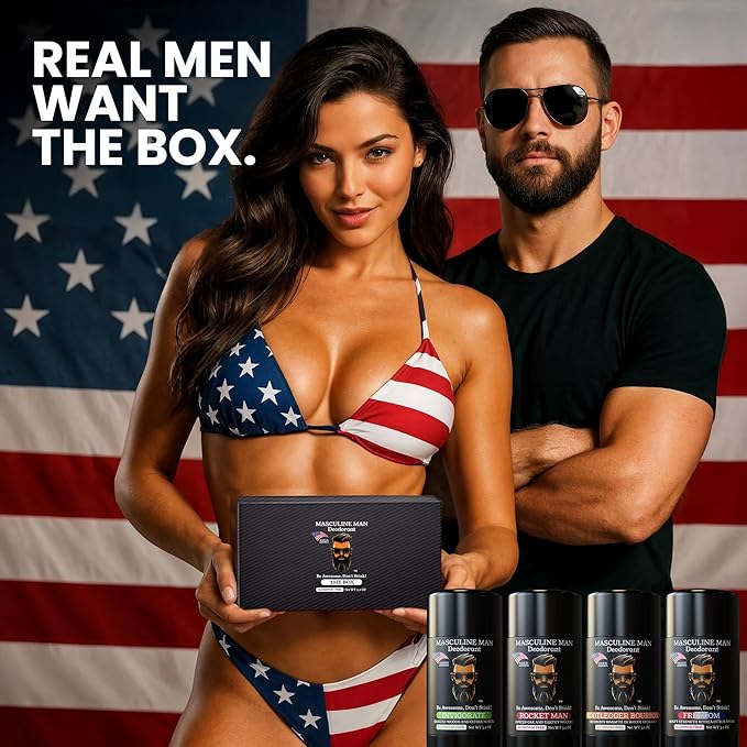Deodorant for Men - Aluminum Free Mens Deodorant - Travel Size Natural Deodorants - Sweat Protection for Underarm - Stain-Free Stick Deodorants - Made in USA, 3.2oz (Pack of 4, The Box)