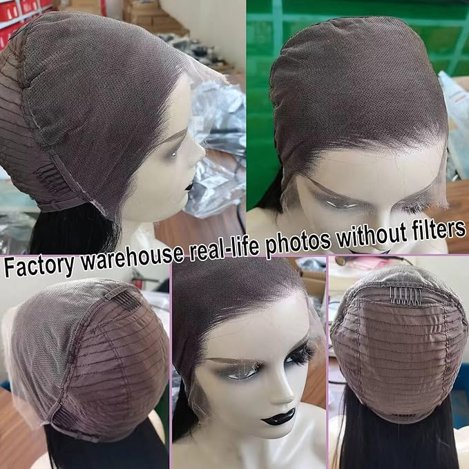 Lemoda Straight 13x6 SKINLIKE Real HD Full Lace Frontal Wigs 26Inch Full 13x6 Lace Frontal Virgin Human Hair Wigs Invisible 0.1mm Ultra-thin Knots Frayed Ends Lace Wig Full Ends