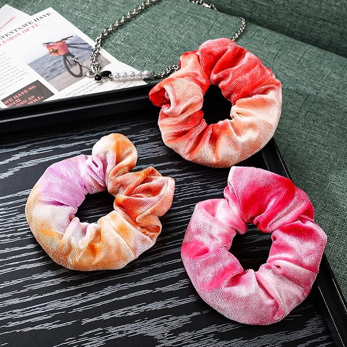 Velvet Scrunchies with Zippers Pocket, 8 Pcs Blush Theme Soft Hair Ties, Hidden Pocket Hair Scrunchies Accessories for Women Girls, Ponytail Holder Secret Compartment Items (Pink)