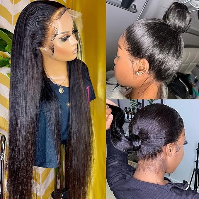 Lemoda 26Inch Full 13x6 SKINLIKE Real HD Lace Frontal Wigs 200% 15A 13x6 Straight Virgin Human Hair Full Lace Frontal Wigs Invisible 0.1mm Ultra-thin Frayed Ends Lace Front Wig Pre Plucked Tiny Knots