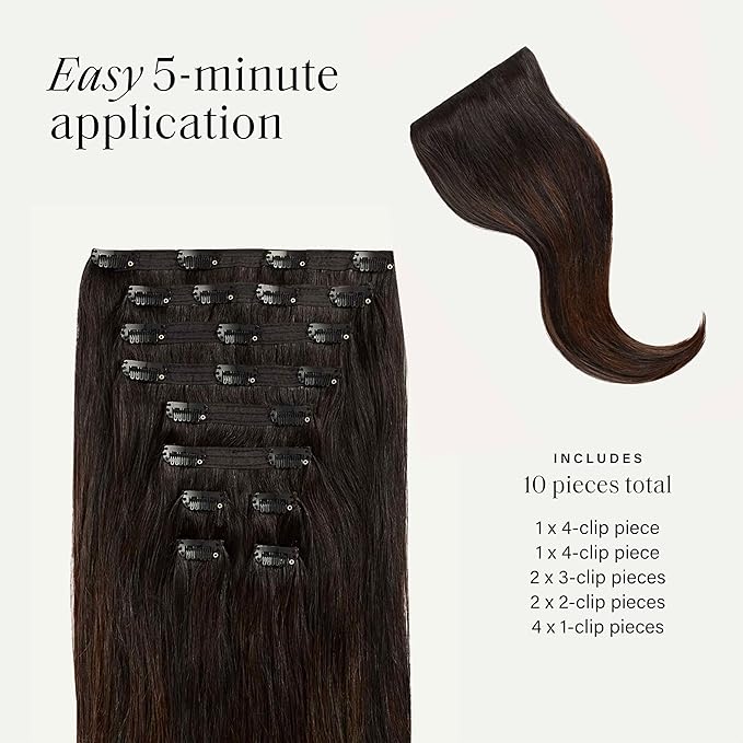Luxy Hair 24" Off Black Bronde Balayage Classic Clip-In Hair Extensions (240 grams) 100% Remy Human Hair, Natural,Volume, 10-Piece Set, Blends Easily