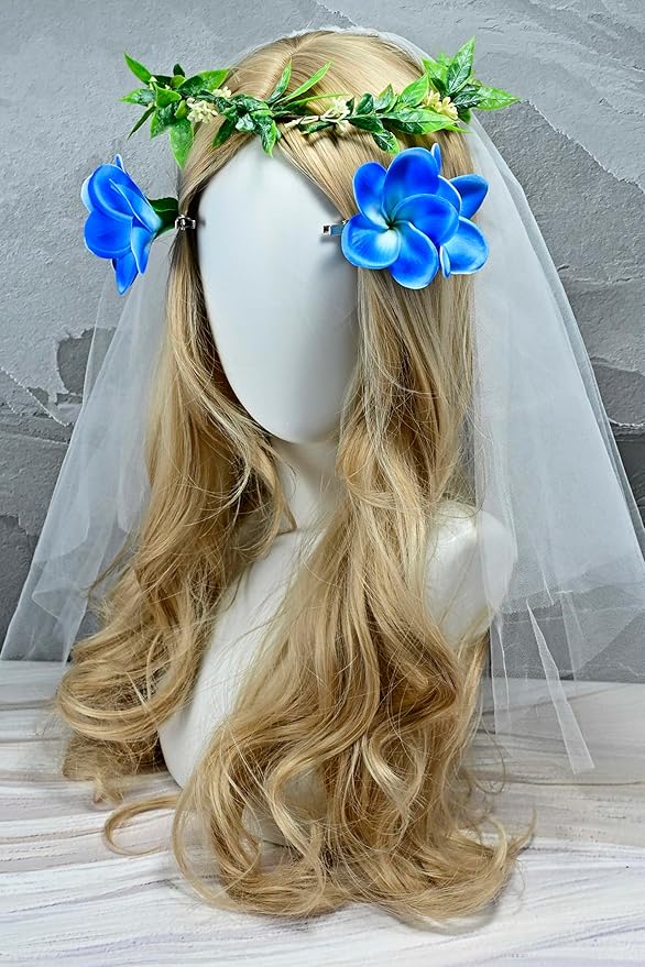 Pack of 2 Real Touch Flowers Hawaiian Flower Hair Clips Plumeria Hibiscus Hair Clips Handmade Hair Accessories for Beach Wedding Bridal Party Mother's Day Women Girls Holiday Gifts (c-802, 2pcs)