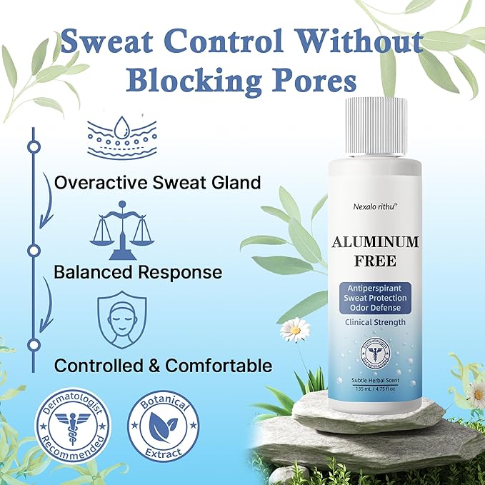 Aluminum Free Antiperspirant for Men and Women | Natural Deodorant for Sensitive Skin |72H Protection Against Sweat&Odor for Workouts, Heat & Stress | Plant-Based,Non-Irritating,Quick-Dry,Non-Staining
