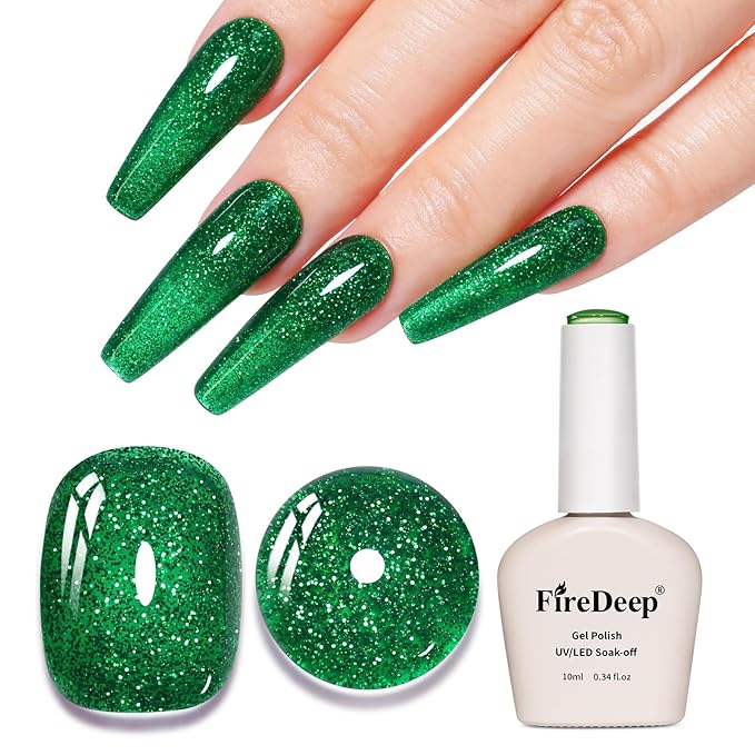 10ml Hema Free Glitter Gel Nail Polish Soak Off Long Lasting Christmas Green Gel Polish Salon DIY at Home Gift for Women 1Pcs