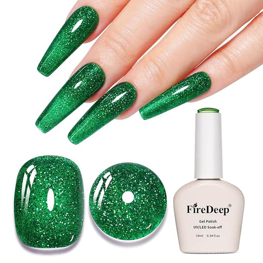 10ml Hema Free Glitter Gel Nail Polish Soak Off Long Lasting Christmas Green Gel Polish Salon DIY at Home Gift for Women 1Pcs