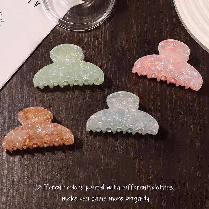 4 large acetic acid hair clips with strong styling and anti-slip claws are suitable for both thick and thin hair