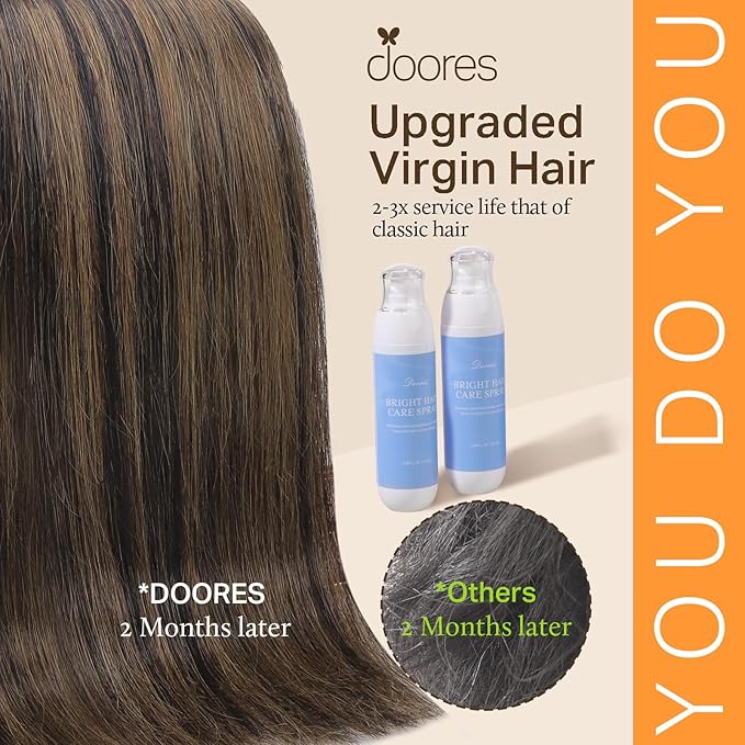 DOORES Hair Extensions Clip in Balayage Natural Black to Chestnut Brown Human Hair Extensions Clip in Remy Extensions Real Natural Hair Extensions Straight 7pcs 24 Inch 120g