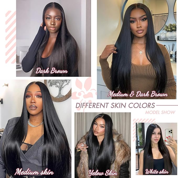 Straight Wigs Human Hair 13x6 Lace Front Wigs Human Hair Pre Plucked 200 Density HD Transparent Lace Frontal Wigs for Women Glueless Wigs Human Hair Natural Color 24 Inch