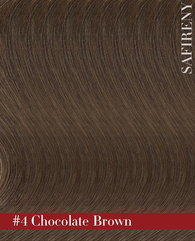 Clip In Hair Extensions Real Human Hair, 20inch 160g 7pcs Chocolate Brown Hair Extensions Clip ins, Real Human Hair for Women(#4-20inch)