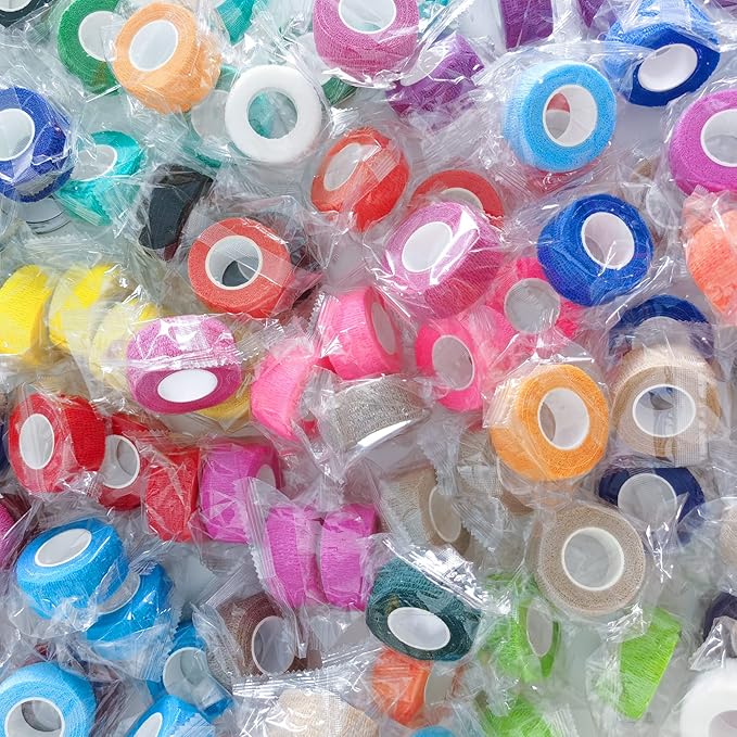 BQTQ 108 Rolls Self Adhesive Bandage 1 Inch Colored Self Stick Athletic Wrap Tape Self Adherent Stretch Bandages for Wrist Ankle Swelling Sprains (Rich Color)