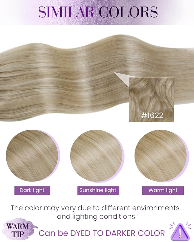 LaaVoo Nano Bead Hair Extensions Human Hair Highlight Nano Ring Hair Extensions Ash Blonde 24 Inch 50g 50s
