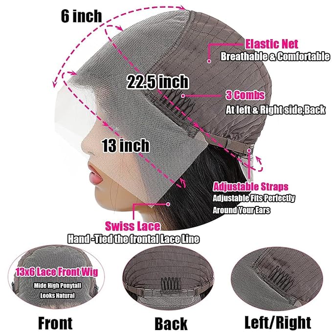 30 Inch 13x6 Body Wave Lace Front Wigs Human Hair Pre Plucked Glueless Wigs Human Hair 180% Density Brazilian Virgin Body Wave Lace Front Wig 13x6 HD Frontal Wigs for Women