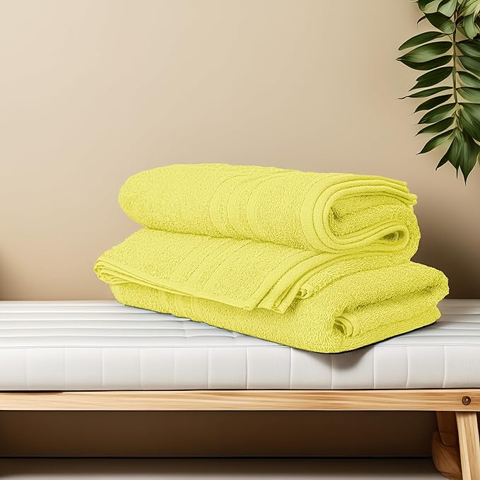 Tens Towels Pack of 4 Soft Bath Towels, 100% Cotton, 27 x 54 Inches, Lightweight & Quick-Dry, Ideal for Daily Bathroom Use, Practical & Comfortable, Yellow