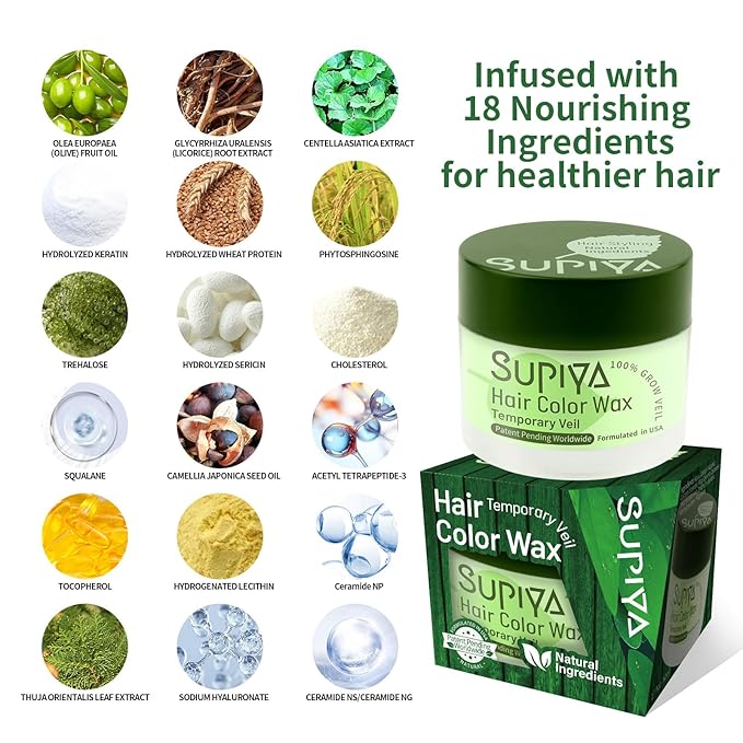Temporary Hair Color Wax for Men - SUPIYA Washable Hair Wax Color, All-Day Hold Disposable Hair Wax for Christmas, Cosplay & Daily (Lilac Color #70)