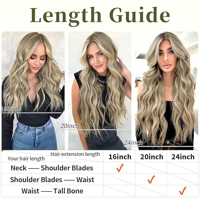 KooKaStyle Invisible Wire Hair Extensions with Transparent Headband Adjustable Size 4 Secure Clips Long Wavy Secret Wire Hairpiece 16 Inch 9H60A#Ash Brown mix Platinum Blonde for Women