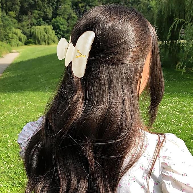 LILIE&WHITE Acrylic Letter Hair Clips For Women Stylish Y Initial Hair Claw Alphabet Hair Clip Fashion Glitter Monogram Claw Clip Elegant And Durable Hair Accessory Large Hair Clips Y