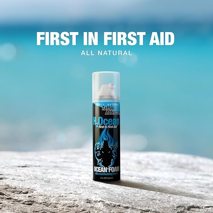 H2Ocean Ocean Foam Tattoo Aftercare, Water Based Ink Sealer & Skin Moisturizer 2oz