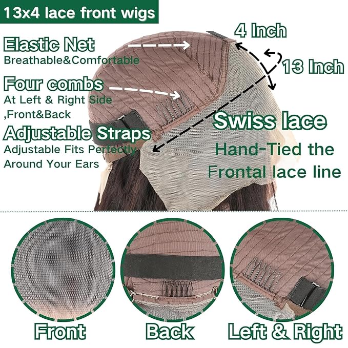 30 Inch 13x4 Lace Front Wigs Human Hair 180 Density Straight HD Lace Front Wigs Human Hair Pre Plucked 13x4 Lace Frontal Straight Human Hair Wigs for Women Glueless Wigs Human Hair (Natural Color)