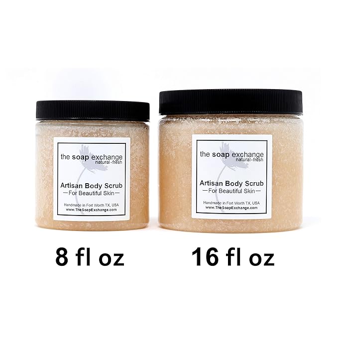 The Soap Exchange Sugar Body Scrub - Sweet Pumpkin Scent - Hand Crafted 8 fl oz / 240 ml Natural Artisan Skin Care, Shea Butter, Exfoliate, Moisturize, & Protect. Made in the USA.