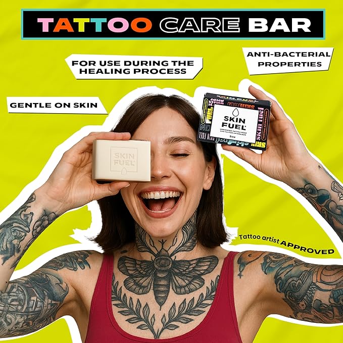 Tattoo Aftercare Soap Bar – Unscented Soap for Tattoos with Jojoba Seed Oil & Aloe for New Ink – Gentle, Moisturizing & Natural Tattoo Wash for All Skin Types (5 oz)