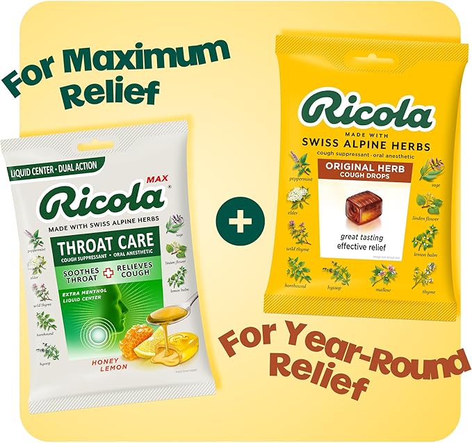 Ricola Original Herb Cough Drops with Menthol - Cough and Sore Throat Relief - 115 Count - Herbal Throat Lozenges