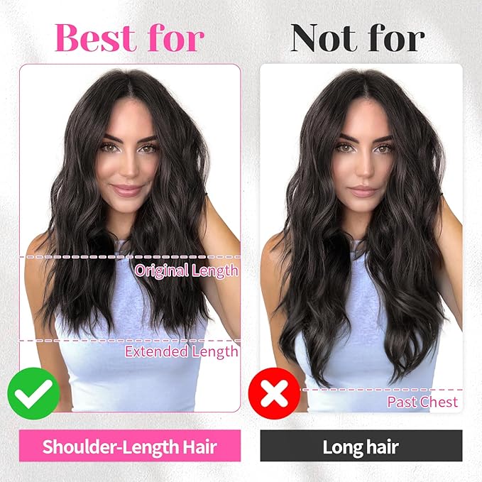 KooKaStyle Short Hair Extensions 6PCS 14 Inch Wavy Curly Hairpieces Synthetic Soft Lace Weft Clip in Hair Extensions-Black for Women