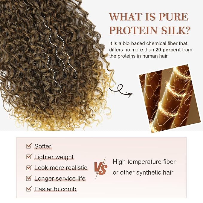 Flufymooz Clip in Hair Extensions, 4PC 100％ Pure Protein Silk Hair Extensions Long Soft Natural Hairpiece 20 Inch Curly Hair Extension for Women-Brown Mix Dirty Blonde