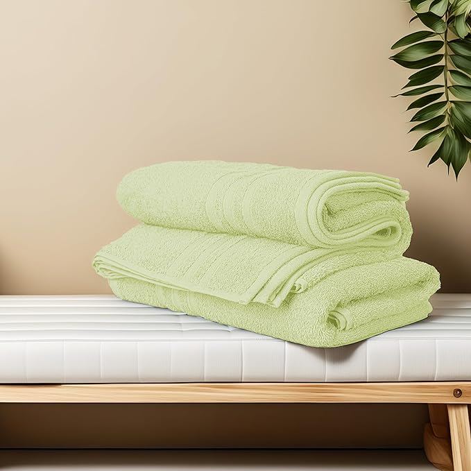 Tens Towels Pack of 4 Soft Bath Towels, 100% Cotton, 27 x 54 Inches, Lightweight & Quick-Dry, Ideal for Daily Bathroom Use, Practical & Comfortable, Light Green