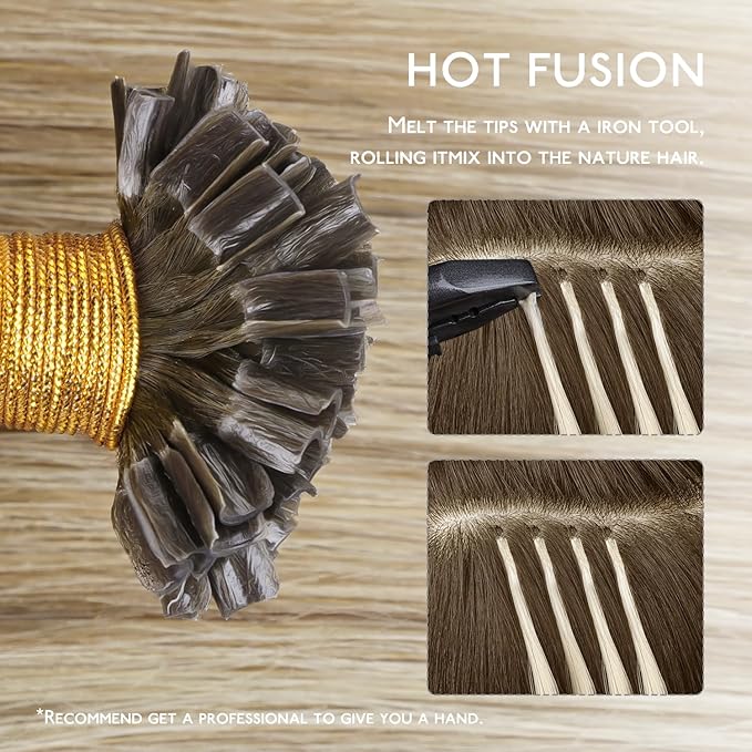 WENNALIFE U Tip Hair Extensions Human Hair, 50g 50s 18 Inch Ombre Walnut Brown to Ash Brown and Bleach Blonde Remy Hair Extensions K Tip Hair Extension Real Human Hair Invisible Straight Keratin Hair