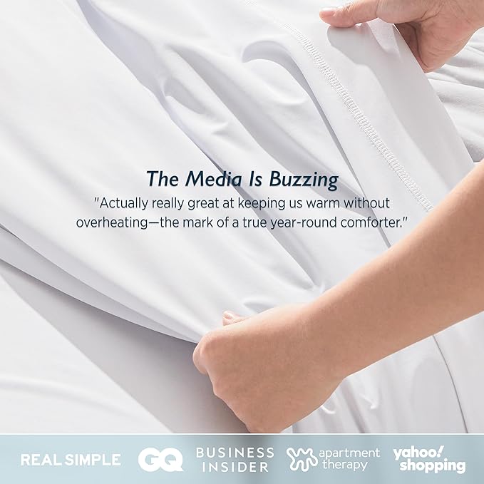 Breescape Cooling Comforter Twin Size - BlendTek™ Q-Max>0.46 Tech, Breathable Blanket for Hot Sleepers & Night Sweats Relief, Premium Lightweight Summer Bedding, 72x96 Inches, Snow White