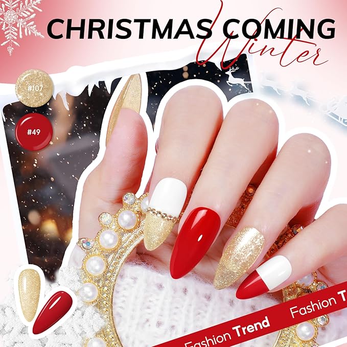 COSCELIA 40pcs Gel Nail Polish Set, 35 Colors Nail Gel polish with 5 Bottles Base and Top Coat White Brown Black Nude Red Orange Fall Winter Colors Nail Art Christmas Gifts for Women Girls