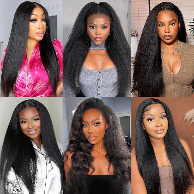 Kinky Straight Human Hair Bundles 20 Inch 1 Bundles Yaki Straight Bundles 100% Unprocessed Brazilian Virgin Remy Hair Sew in Kinky Straight Human Hair For Black Women