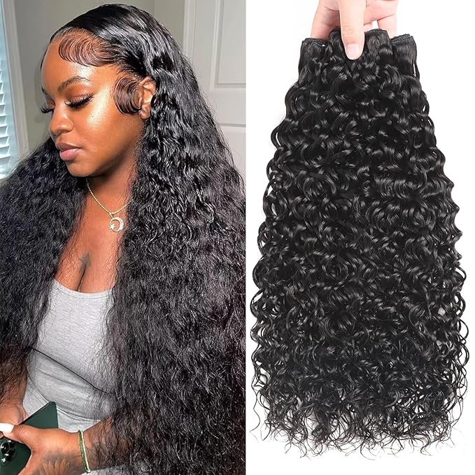 Water Wave Human Hair Bundles 22 24 24 10A Deep Curly Bundles 100% Unprocessed Brazilian Virgin Human Hair Bundles Wet And Wavy Hair Extensions Natural Black