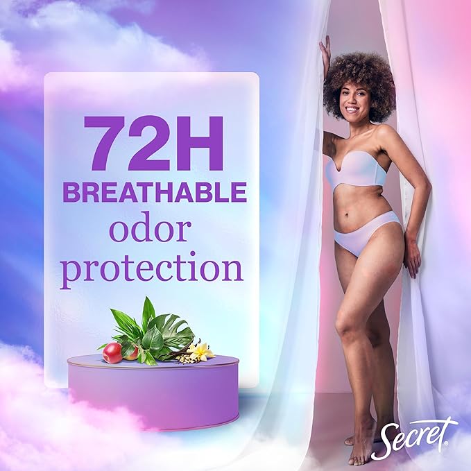 Secret Fresh Antiperspirant Deodorant for Women, 72hr Breathable Sweat & Odor Protection, Instant Freshness & Gentle, PH Balancing Minerals, Clear Gel, Cozy Vanilla Scent, 2.6 oz